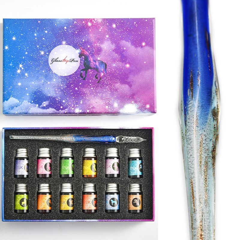 The Meteor Gradient Glass Dip Pen with Ink Gift Sets
