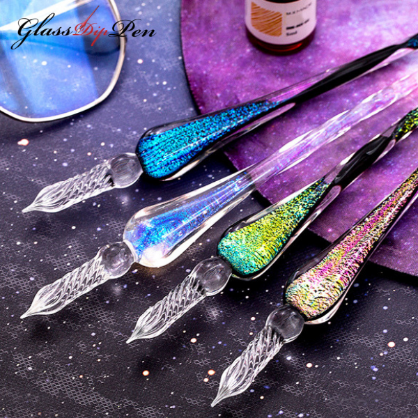 The Thor Series - Galaxy Glass Dip Pen Gift Set with inks - Purple