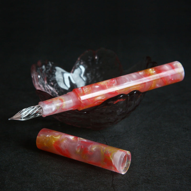 Glass Dip Pen with Sunset Resin Pen Body and Cap
