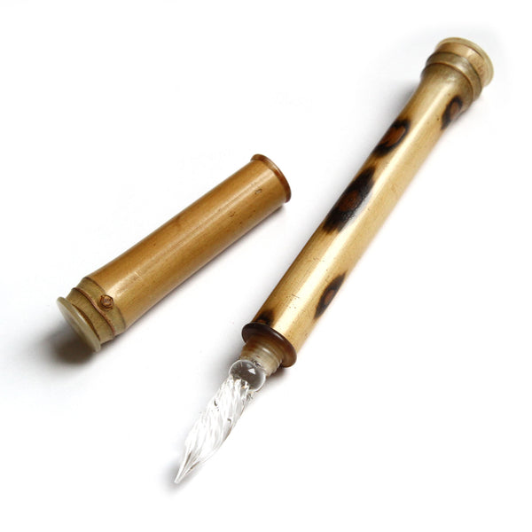 Handmade Glass Dip Pen with Bamboo Pen Body and Cap