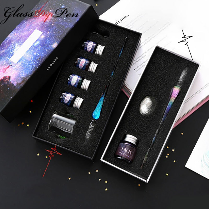 The Thor Series - Galaxy Glass Dip Pen Gift Set with inks - White